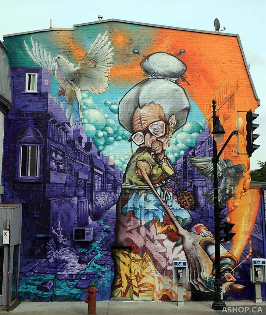 Public Murals By A’shop Crew On The Streets Of Montreal
