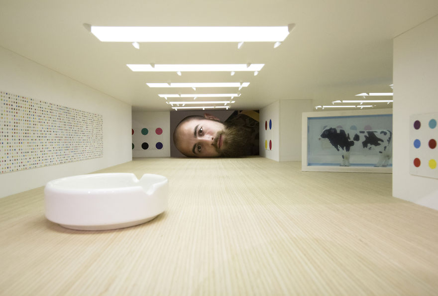 People Put Their Heads Inside Miniature Galleries To Become Famous Art Exhibits Themselves