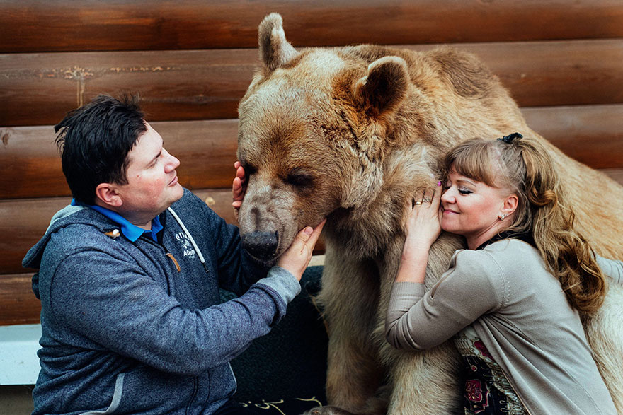 Russian Couple Adopted An Orphaned Bear 23 Years Ago, And They Still Live Together