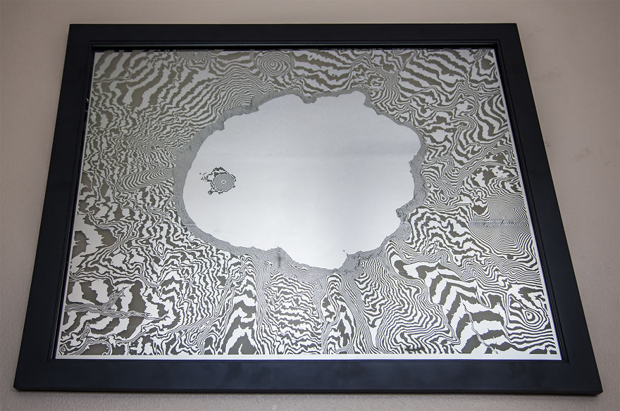 I Etched A Mirror With The Topography Of Crater Lake