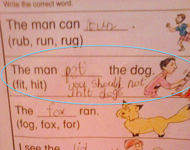 My Friend's 5 Year Old Son Had This For Homework Tonight, And He Changed The Answer To Something More Humane