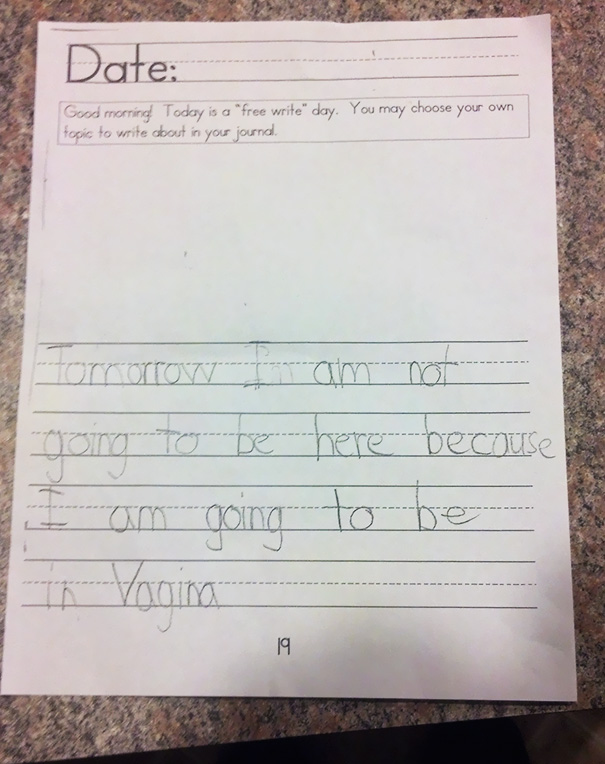 My 1st Grade Teacher Wife Was Given This Note From A Student Who Will Be Out Tomorrow
