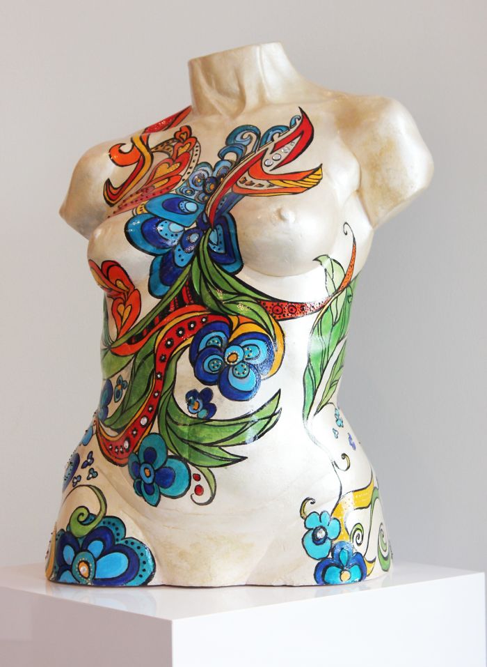 Life Size Ceramic Torso Painted With Jewels