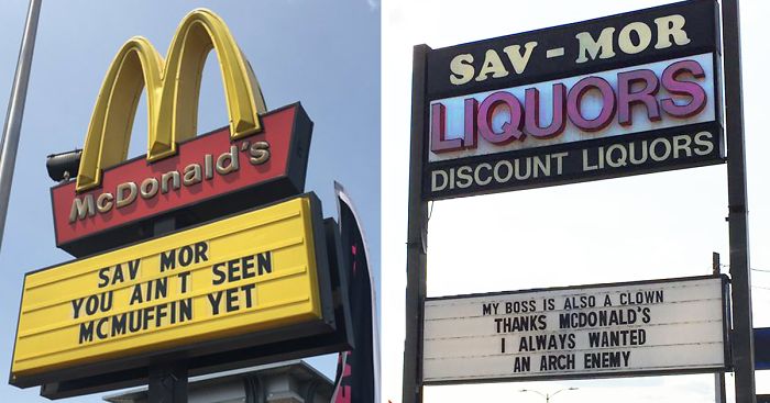 Hilarious Billboard War Between McDonald's And Liquor Store Is Getting  Serious | Bored Panda