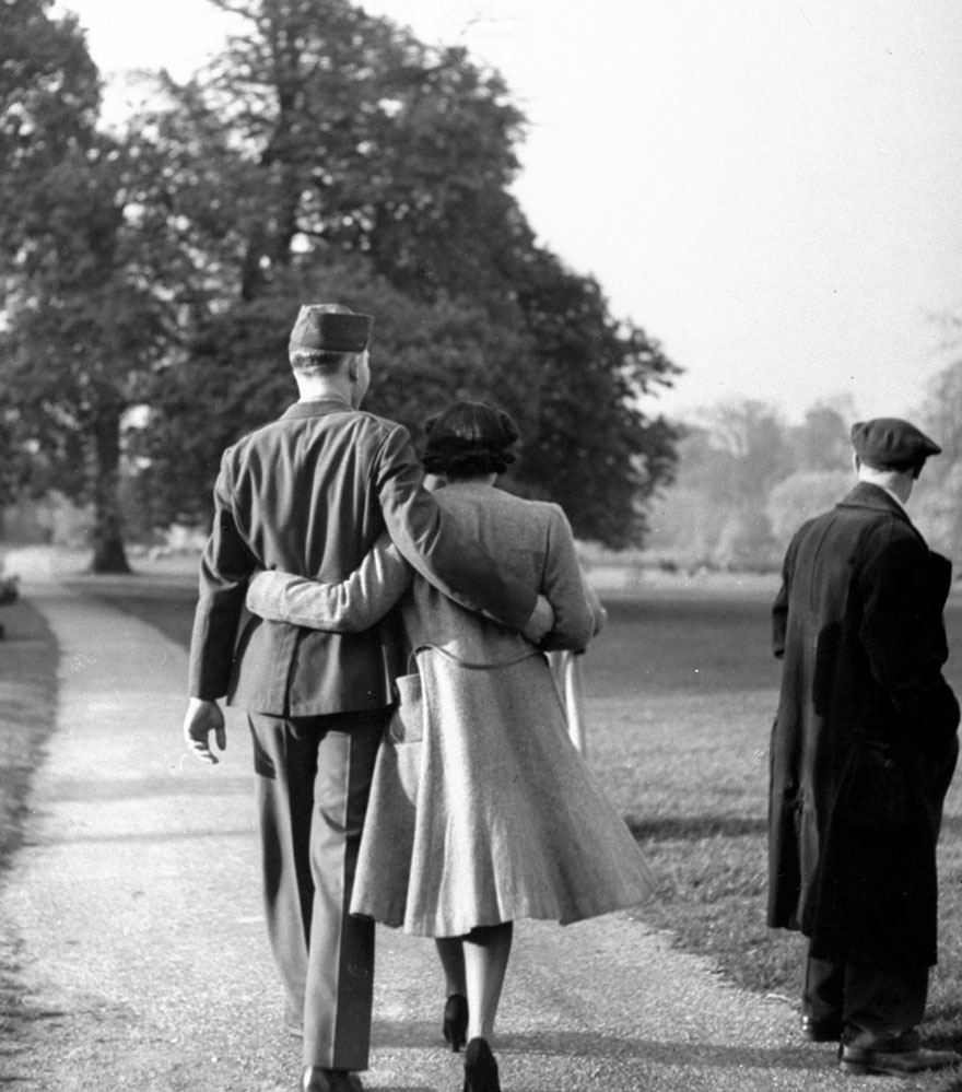 Hyde Park's Paths Are Filled With Strolling Couples Like This One, 1945