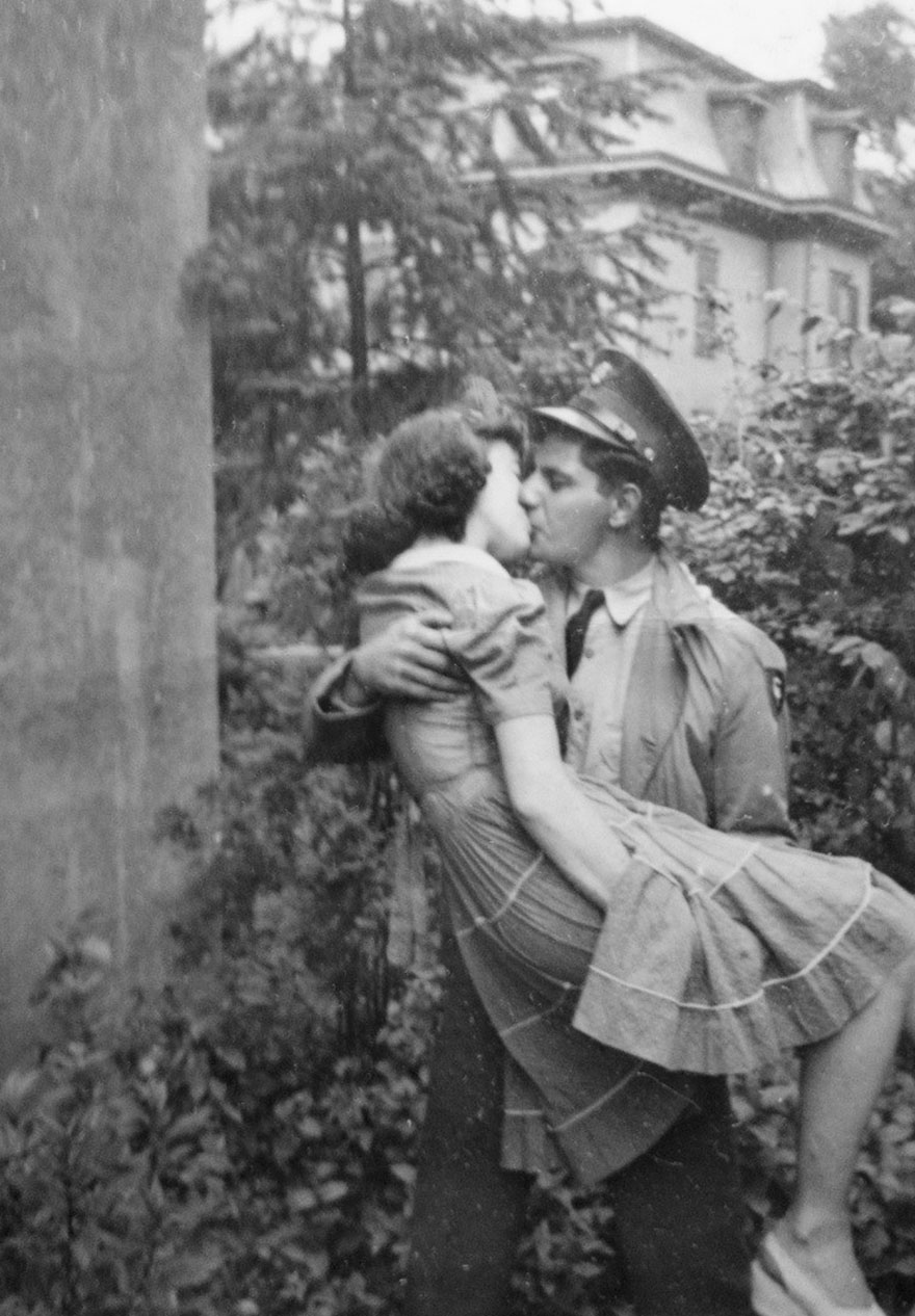 Man Kisses His Wife After Coming Back From War, 1940s