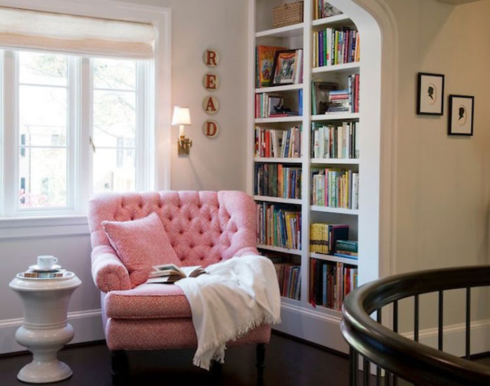 Cozy Reading Nook With A Mini Home Library