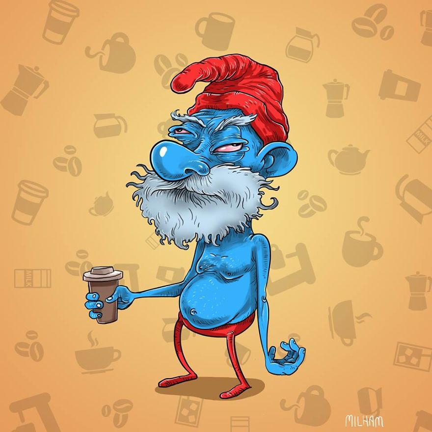 Papa Smurf Before Coffee