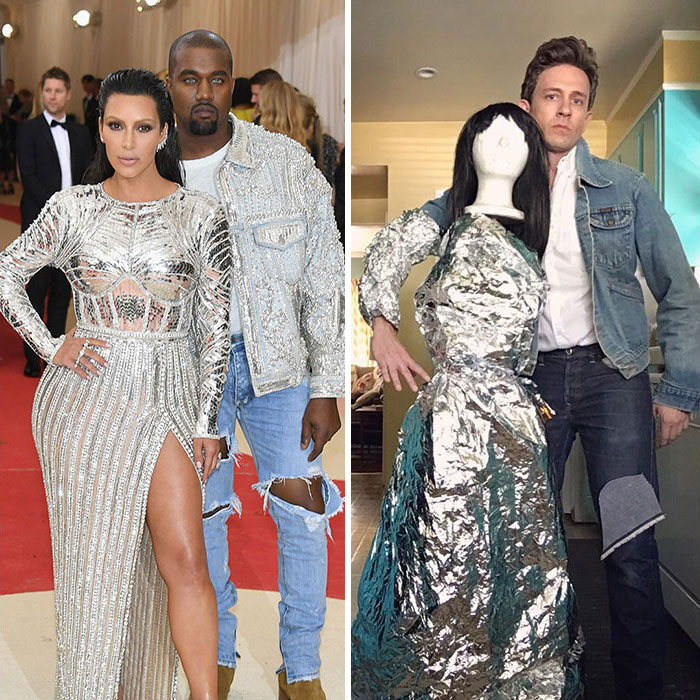 Tom Lenk With Mannequin As Kanye West And Kim Kardashian At Met Gala
