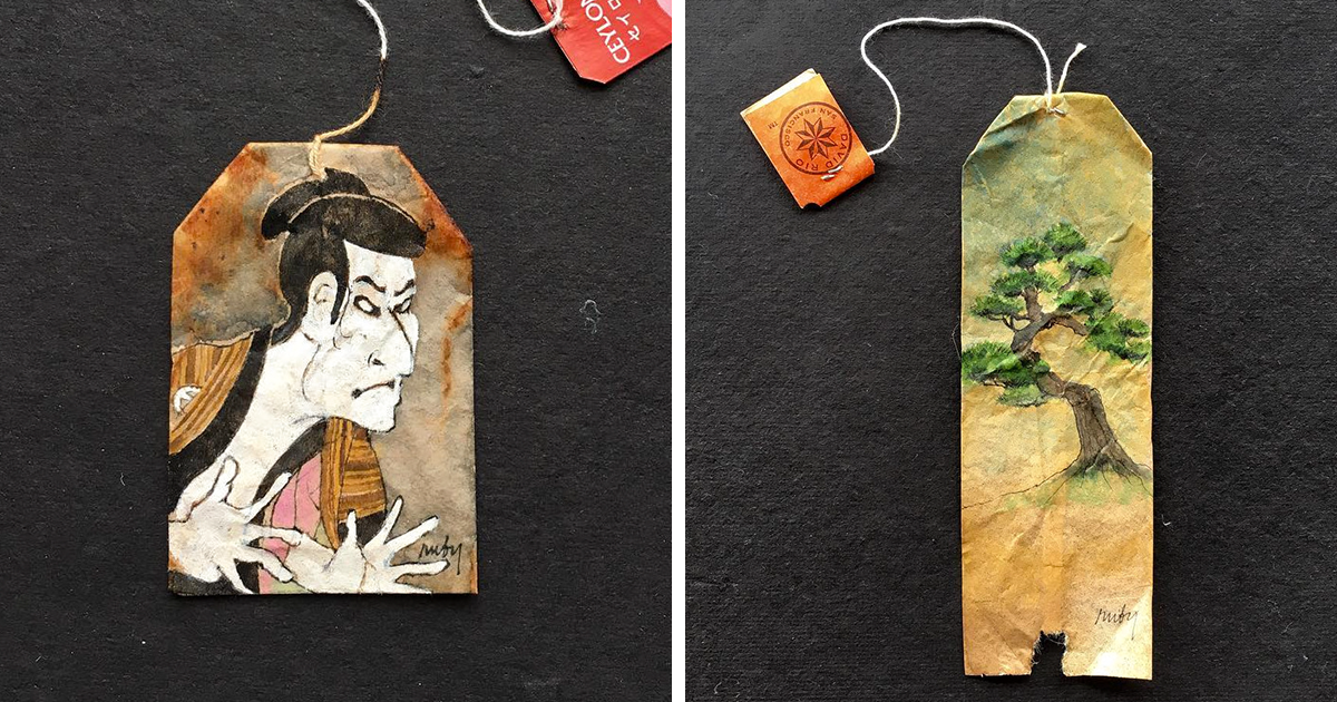 26 Days Of Tea In Japan I Paint On Used Tea Bags Bored Panda