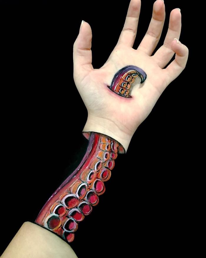 Illusion Paintings On My Arm And Hand..