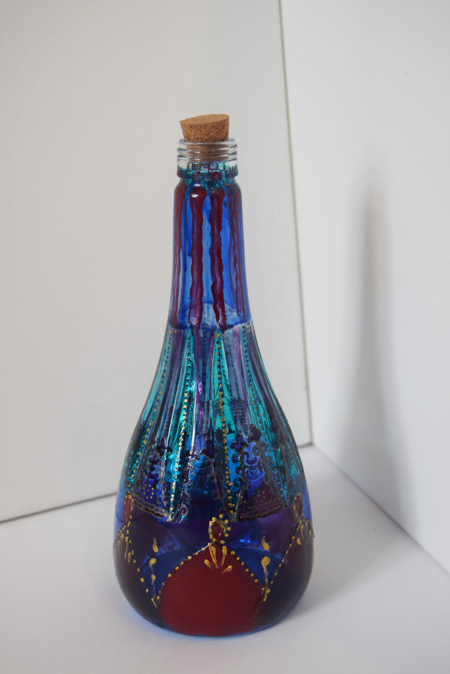 Artist Creates Intricate Patterns On Used Glass Bottles