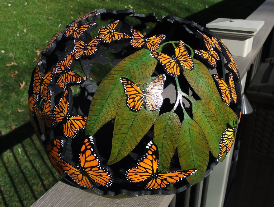 I Carved Monarch Butterflies In Gourd