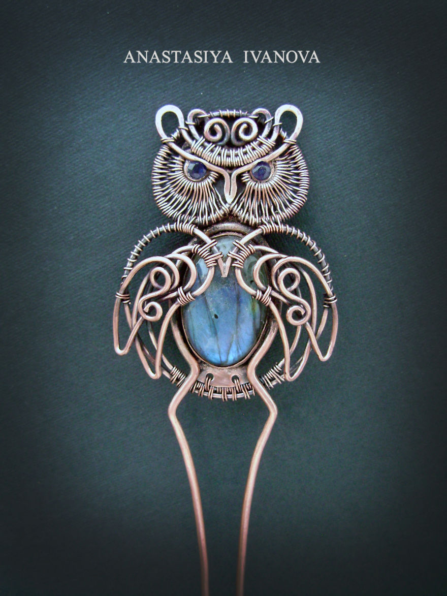 I Create Owl Jewelry Out Of Copper And Natural Stones