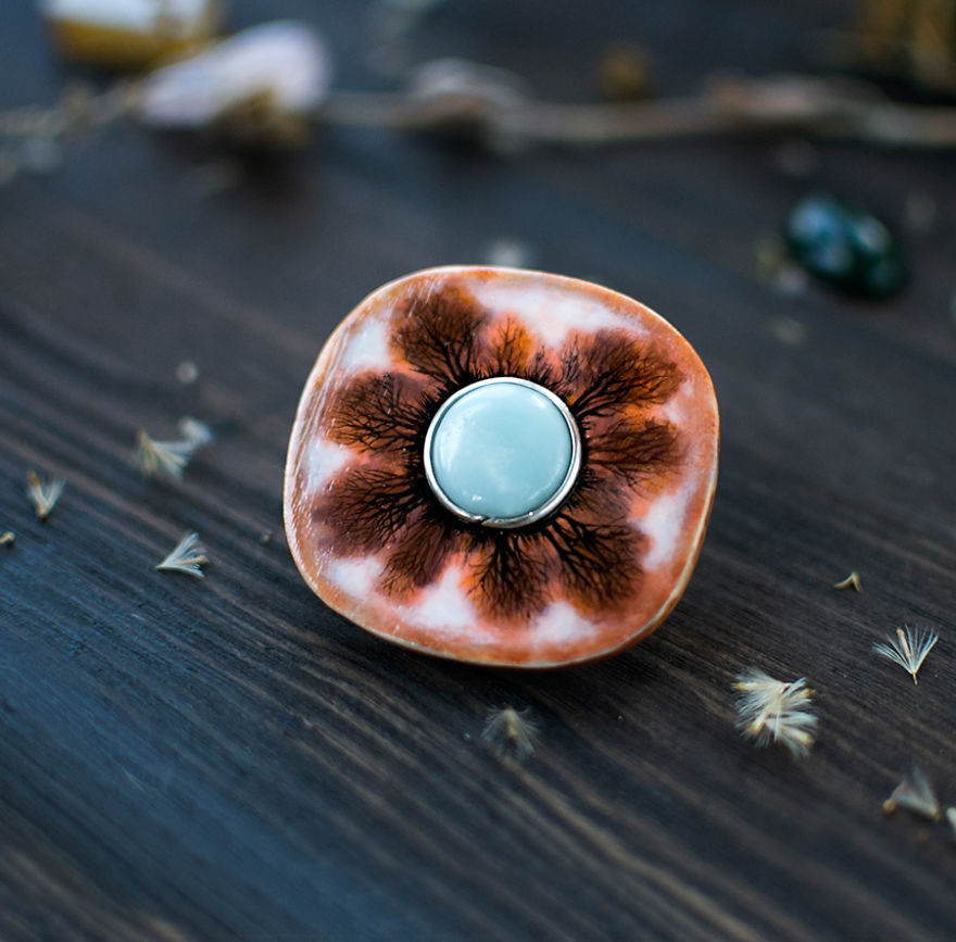 I Create Brooches With A Mystical Feel From Wood And Gemstones