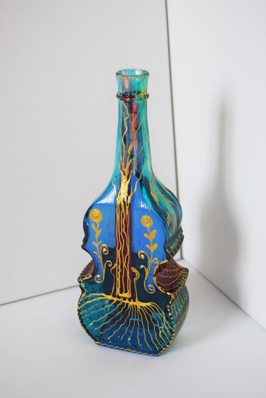 Artist Creates Intricate Patterns On Used Glass Bottles