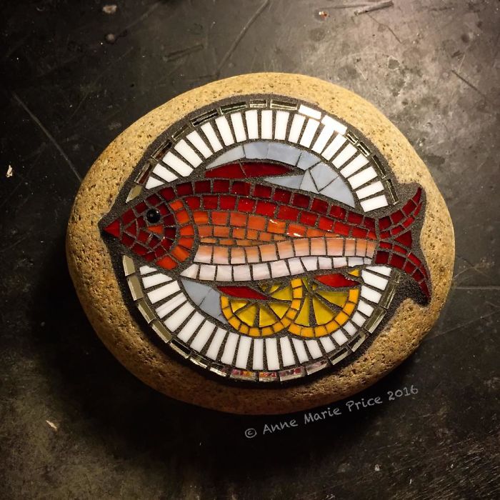 As A Way To Relax, I Make These Colorful Mosaics On Stones