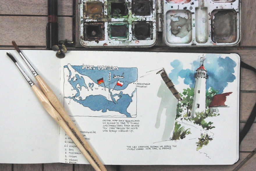 I Capture My Memories Of Countries I've Visited By Drawing Maps In My Notebooks