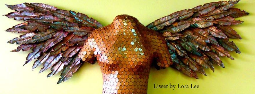 I Spent A Month Creating This Copper And Coin Angel Sculpture