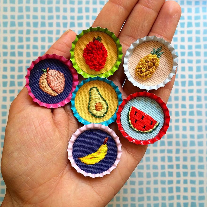 Bottlecap Fruit Pins