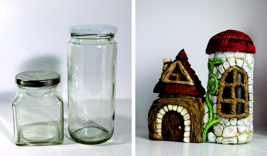 I Transform Bottles And Old Jars Into Colorful Fairy Houses