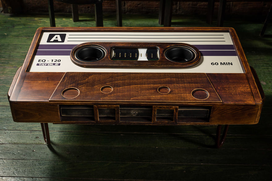 My Friend Made This Awesome Cassette Tape Coffee Table