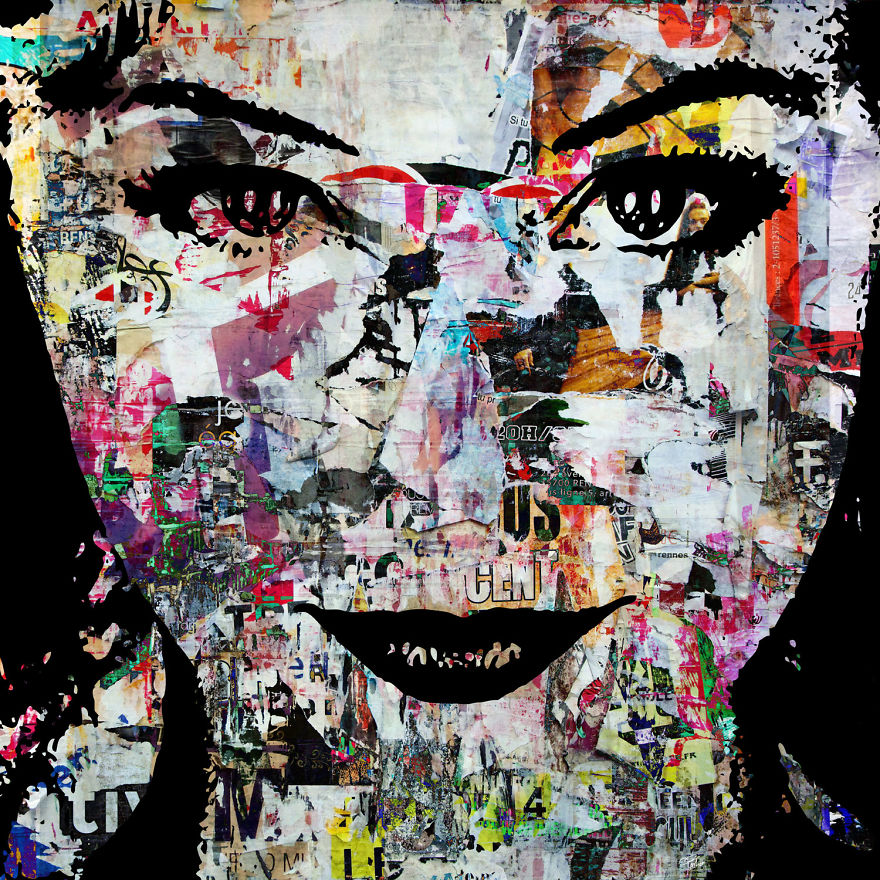 I Create Digital Portraits Using Walls With Torn Posters As Backgrounds
