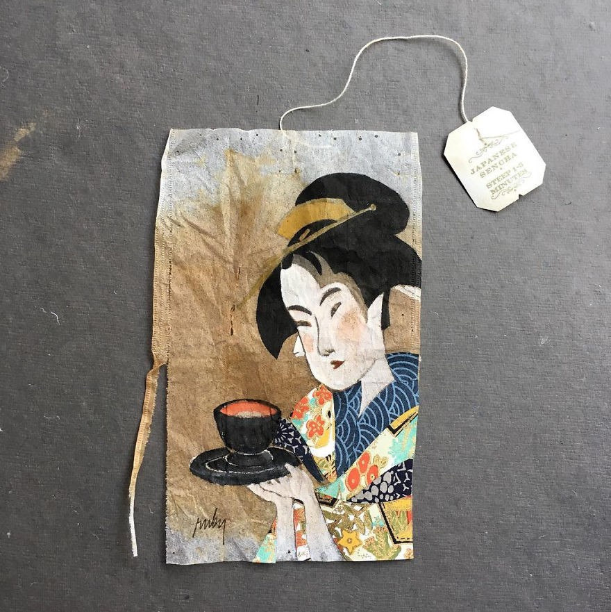 Картинки по запросу paintings on tea bags