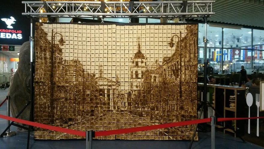 We Made A Giant Toasted Bread Picture Of Our Hometown Vilnius