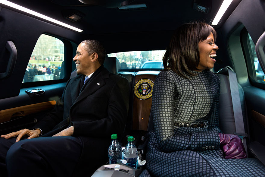 President Barack Obama And First Lady Michelle Obama Ride In The Inaugural Parade In Washington, D.C.
