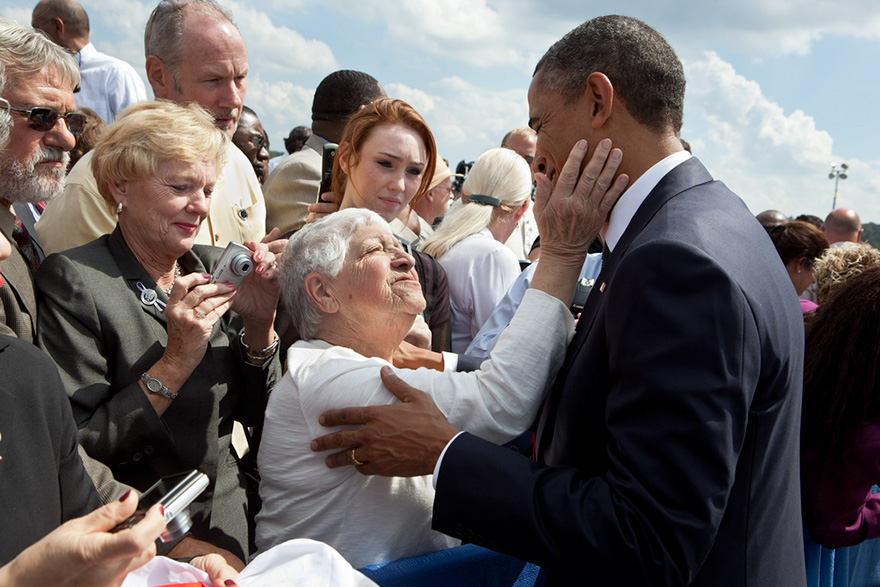 The President Greets A Woman Following A Ceremony To Commemorate The Tenth Anniversary Of 9/11 At The Flight 93 National Memorial In Shanksville