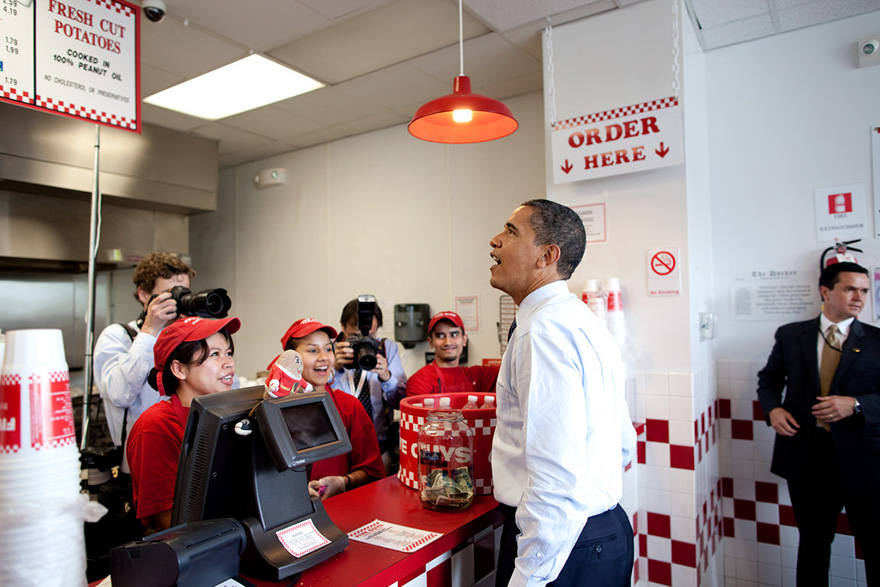 President Obama Orders Lunch At Five Guys In Washington, D.C. During An Unannounced Lunch Outing