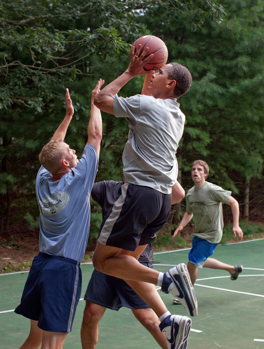 President Barack Obama Plays Basketball With White House Staffers While On Vacation On Martha's Vineyard