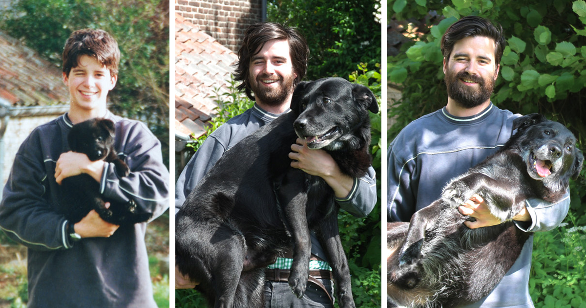 Guy Recreates Photo With His Dog 15 Years Later To Say Goodbye | Bored ...