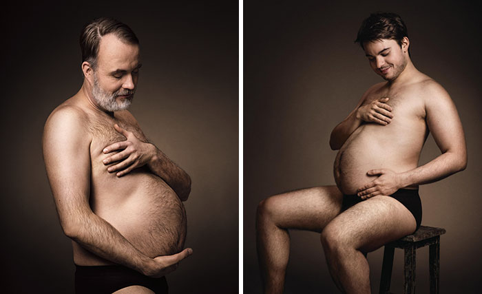 German Beer Ad Shows Men Cradling Their Beer Bellies Like Pregnant Moms