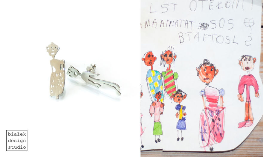 Children’s Drawings Inspired Jewelry Made By The Polish Artist Bialek Design Studio