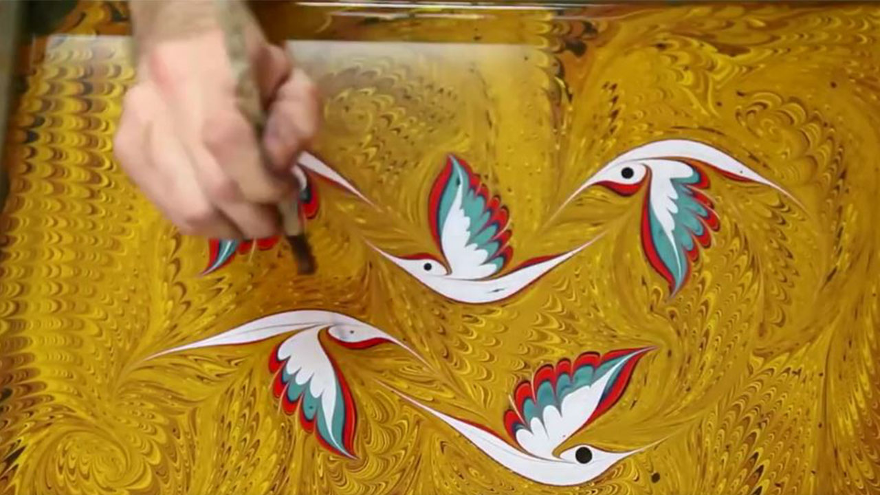 Turkish Artist Paints On Water Using One Of The Oldest Turkish Art Techniques Called Ebru