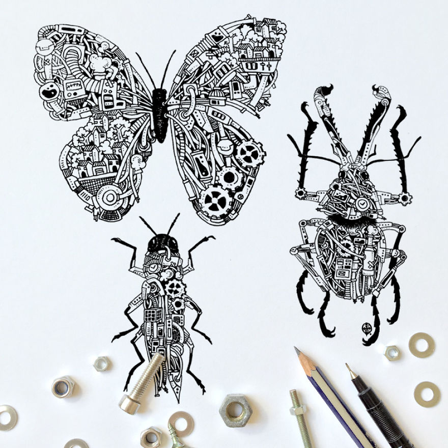 I Doodle Animals And Objects With A Steampunk Twist