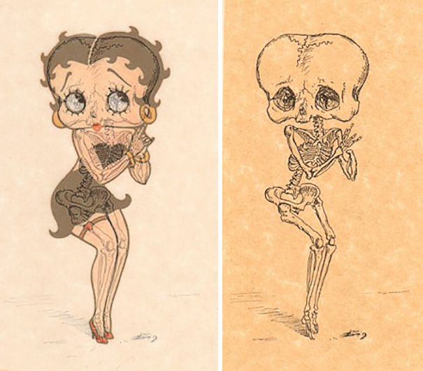 Artist Reveals The Skeletons Of Famous Cartoon Characters | Bored Panda