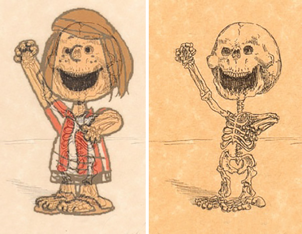 Artist Reveals The Skeletons Of Famous Cartoon Characters | Bored Panda