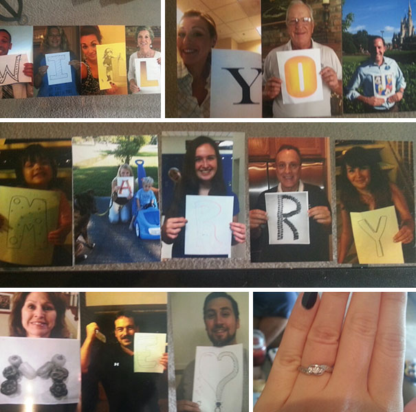 My Boyfriend Got All Our Family Members To Hold Up A Letter, And Hid The Pictures Around Our House As A Scavenger Hunt