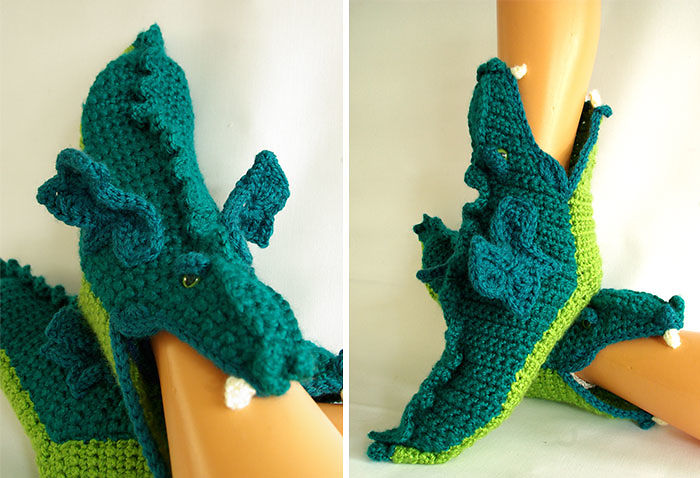 Crochet Dragon Slippers