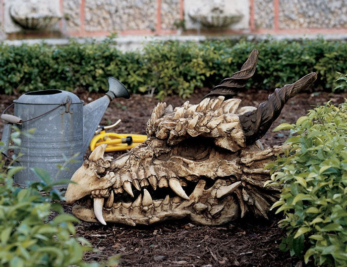 Dragon Skull Garden Sculpture