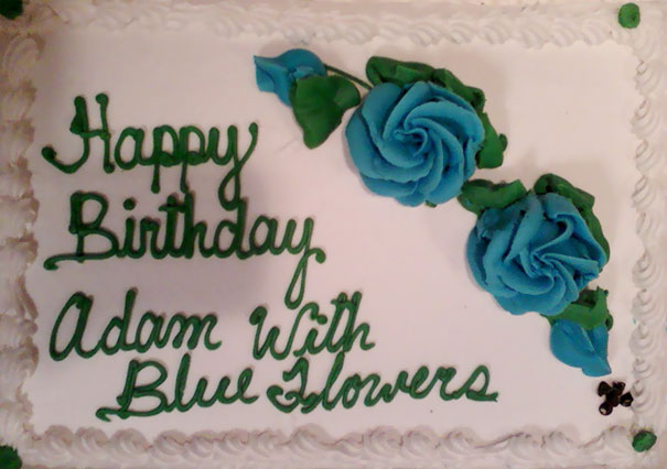 Happy Birthday Adam With Blue Flowers