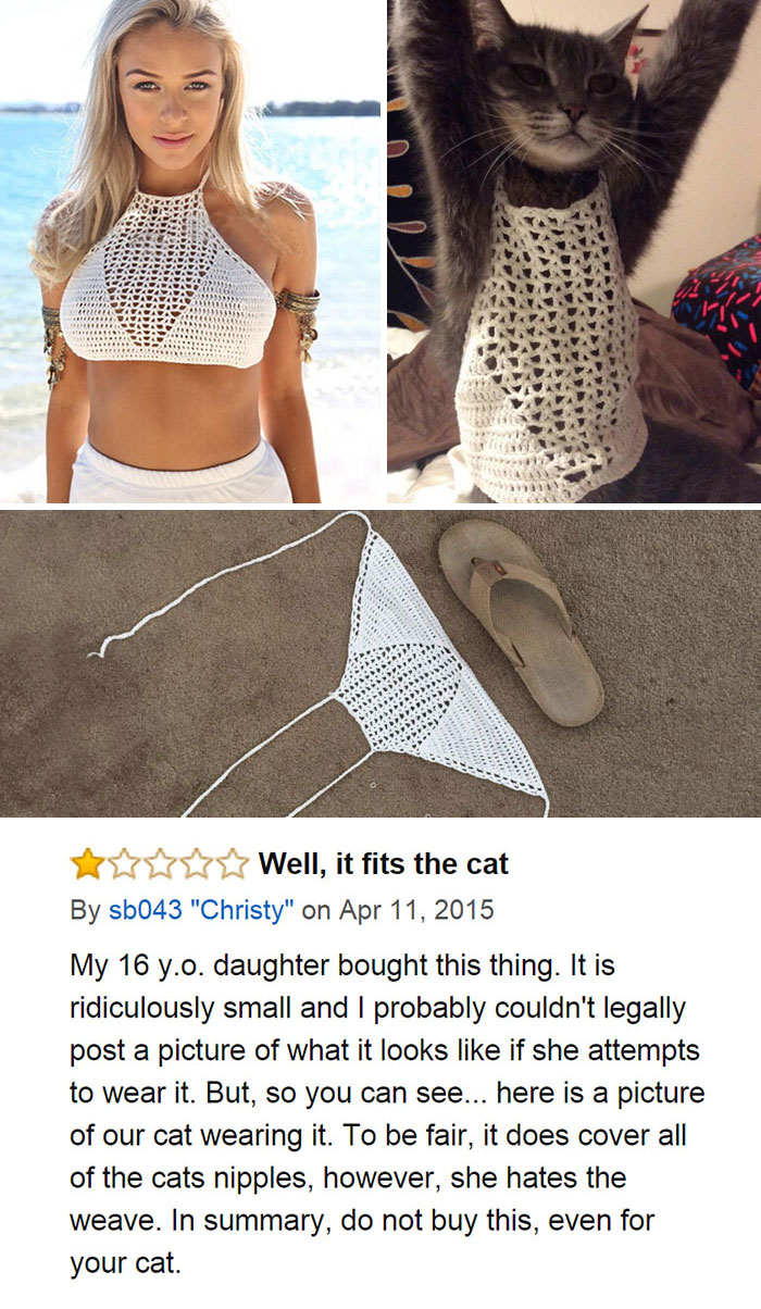 My 16 Y.O Daughter Bought This. It Is Ridiculously Small And I Probably Couldn't Legally Post A Pic Of What It Looks Like If She Attempts To Wear It. It Does Cover Cat's Nipples