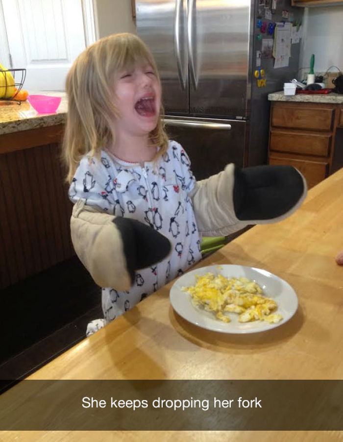 She keeps dropping her fork