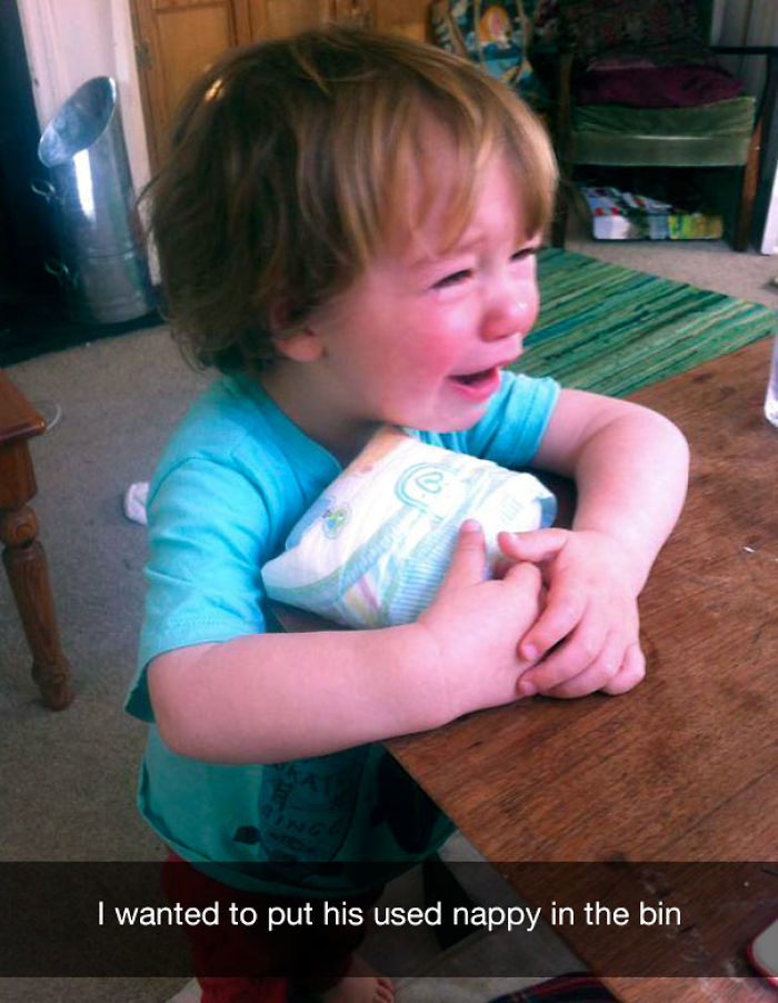 I wanted to put his used nappy in the bin