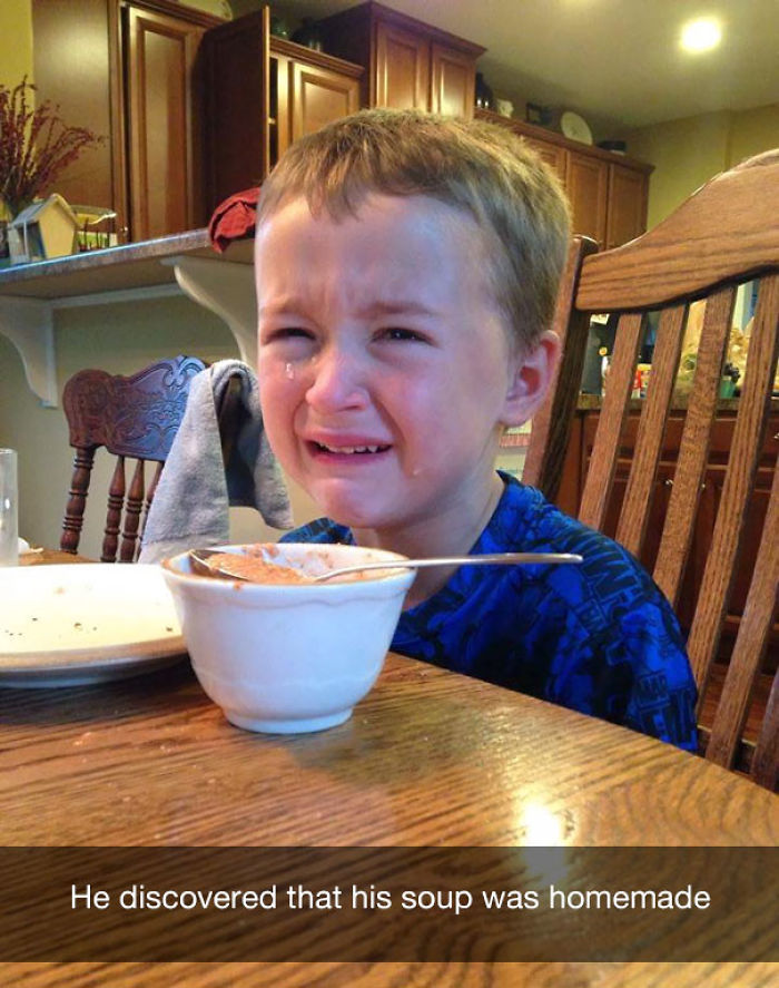 He discovered that his soup was homemade