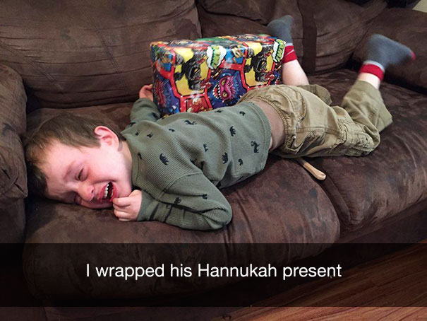 I wrapped his Hannukah present
