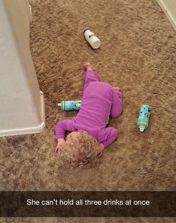 She can’t hold all three drinks at once
